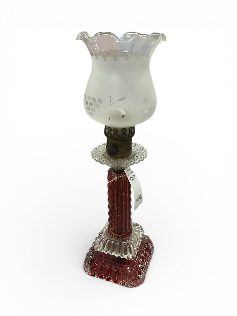 Pair of Ruby Lamps, AS IS