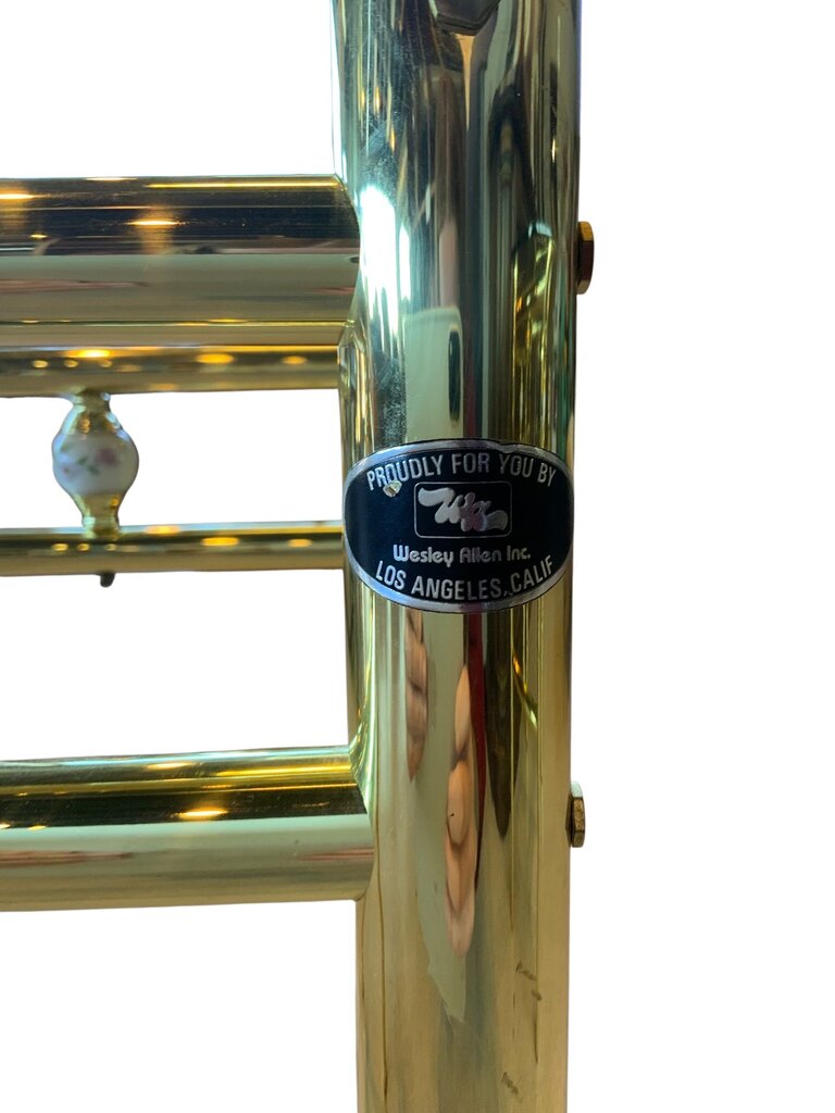 Wesley Allen Co Brass Glass Top Side Table