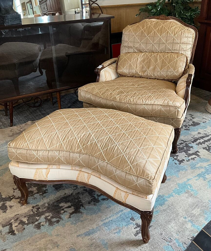 French Bergere Chair w/ Ottoman