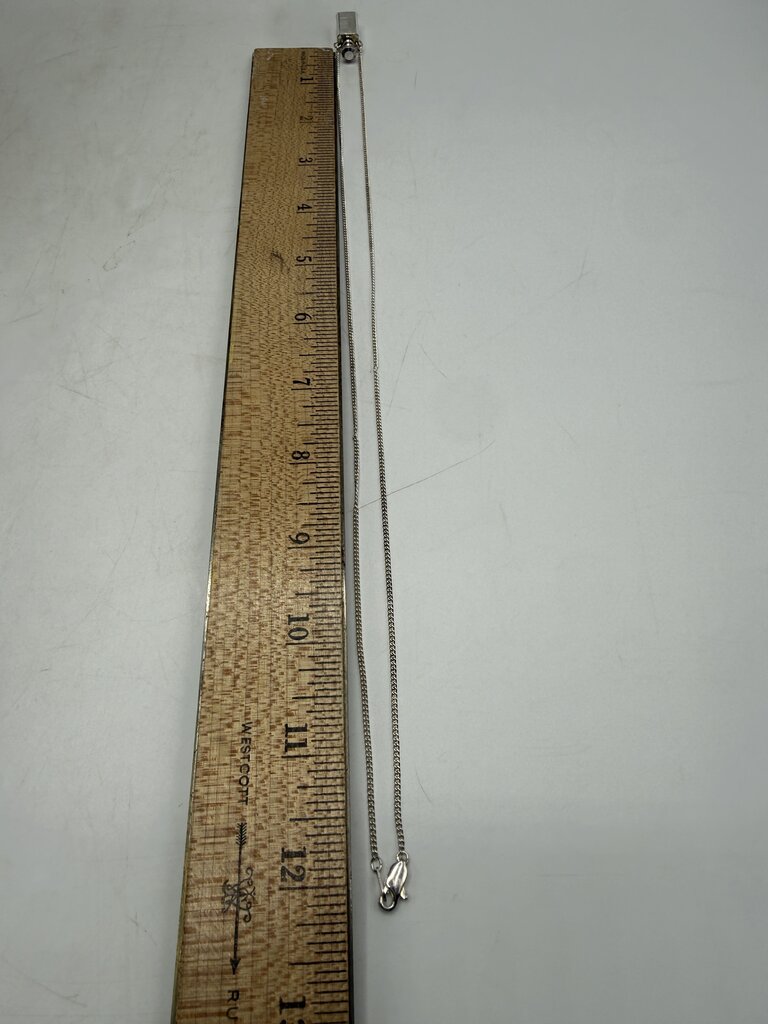 Vintage Small Scent Bottle Pendant Perfume Dauber 24” Silver Tone Chain Unmarked /ro