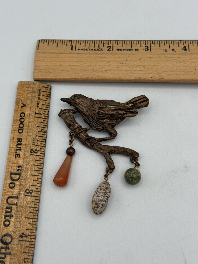 VTG Designer Kate Hines Bird on a Branch Brooch /ro