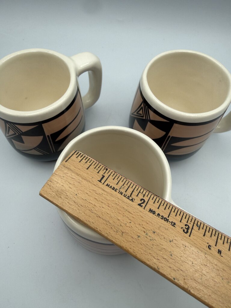 Set of 3 UTE Mountain Pottery Coffee Cups Signed /roh