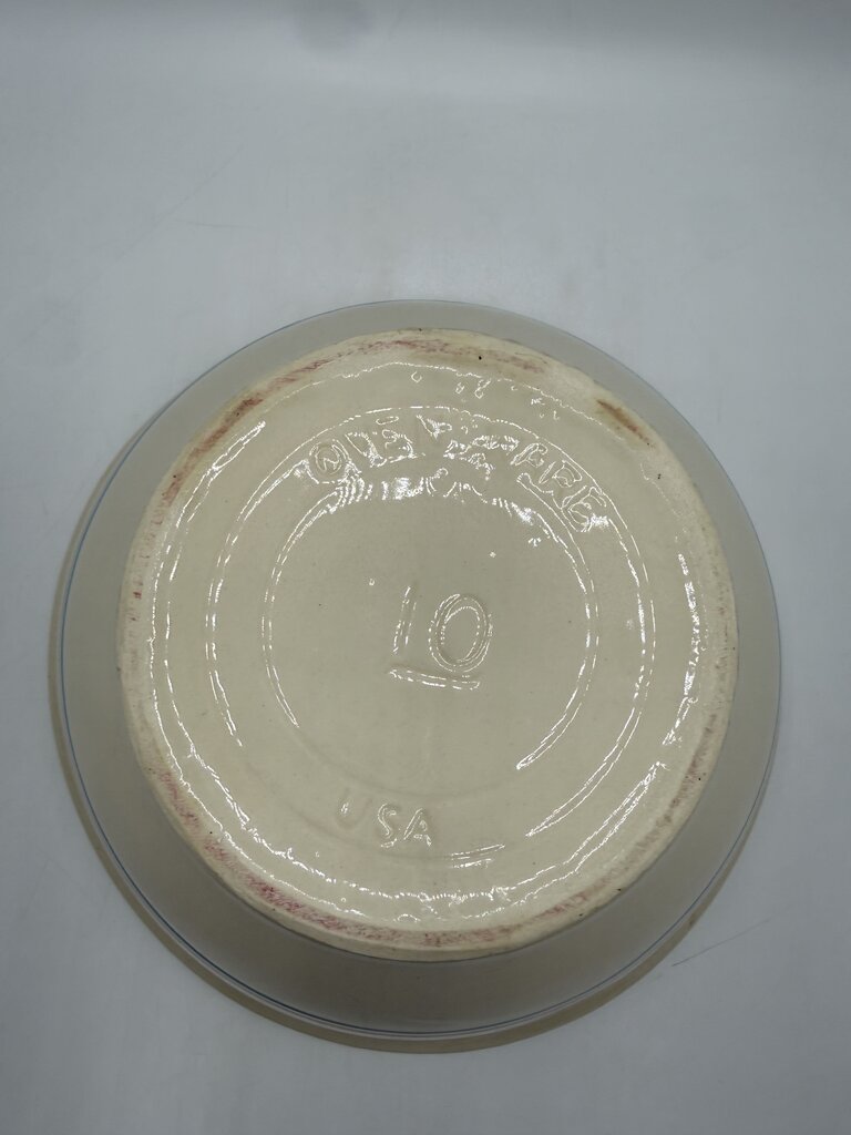 VTG McCoy Pottery #10 Mixing Bowl Pink and Blue Stripes /rw