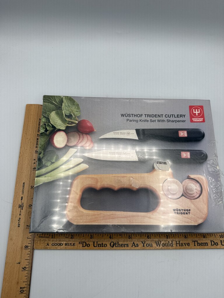 Wusthof Trident Cutlery Pairing Knife Set w/Sharpener NIB /rw