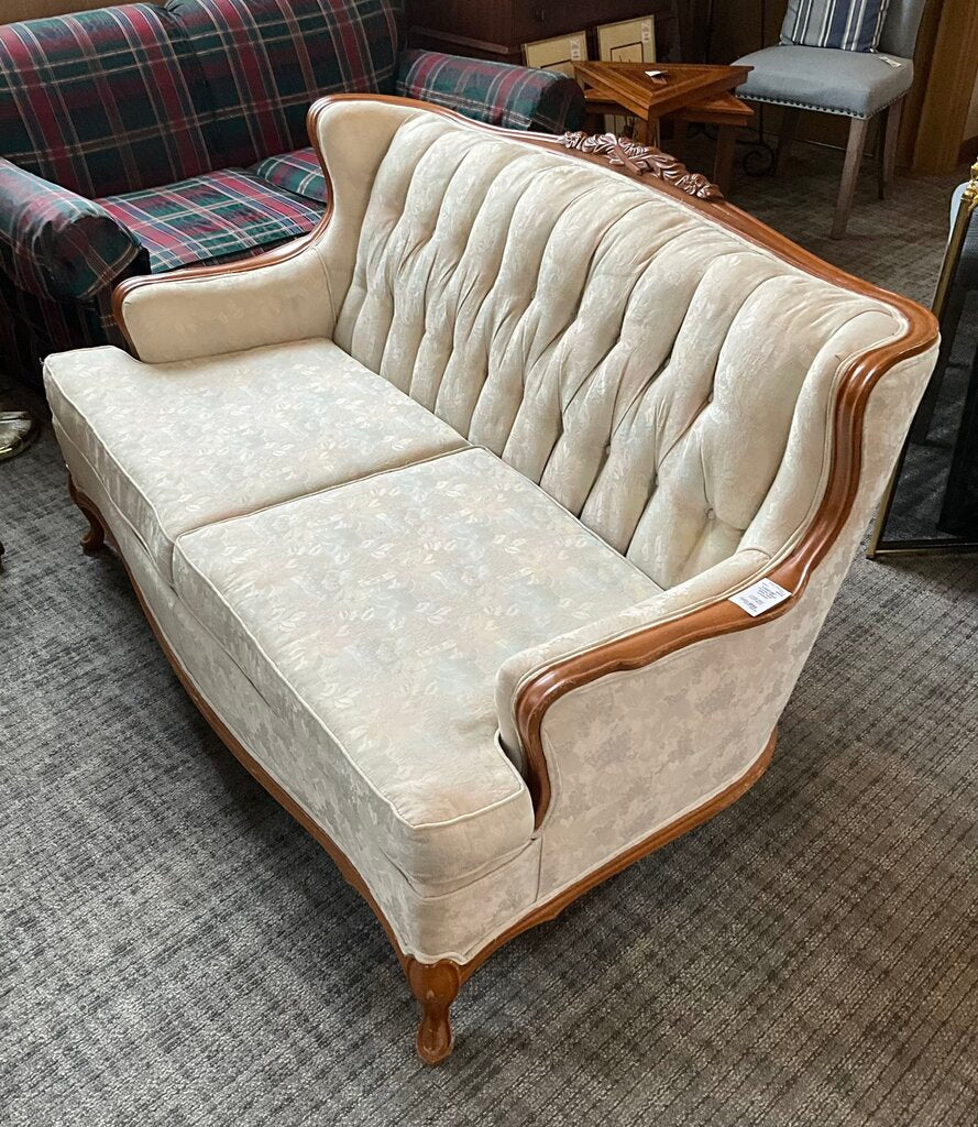 Victorian Styled White Floral Loveseat