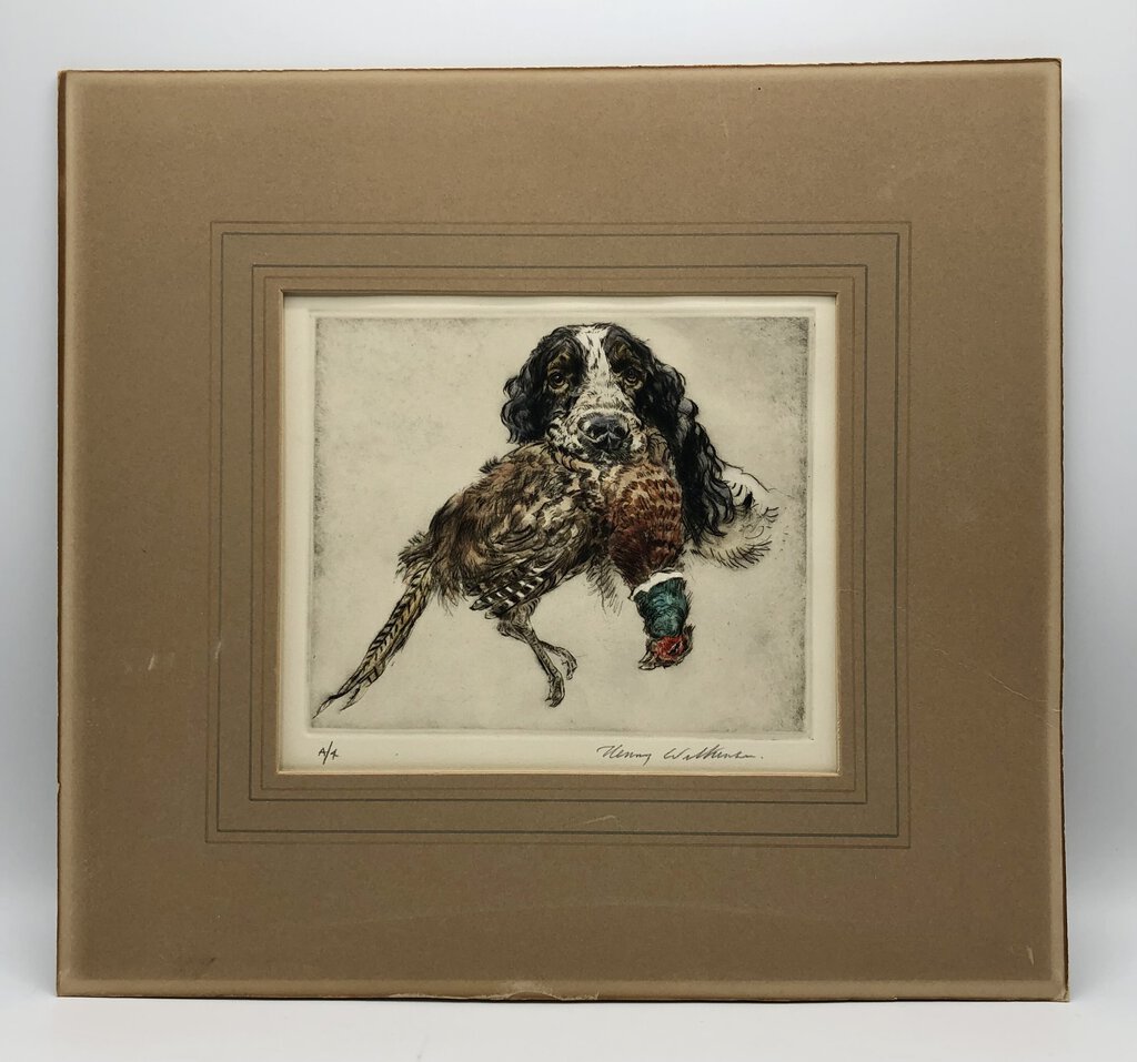 Henry Wilkinson Artist Proof “Proud Cocker” Colored Dry Point Etching Signed /b