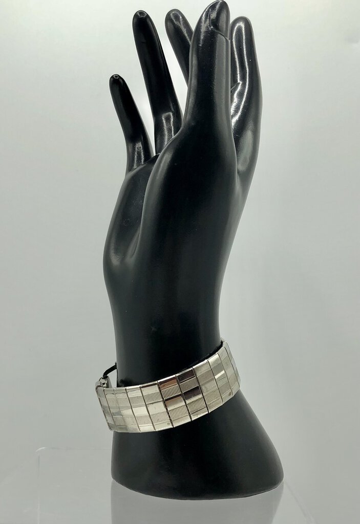 Vintage Stainless Metal Link Cuff Bracelet /b
