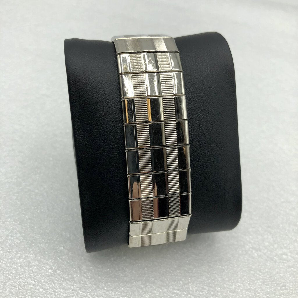 Vintage Stainless Metal Link Cuff Bracelet /b