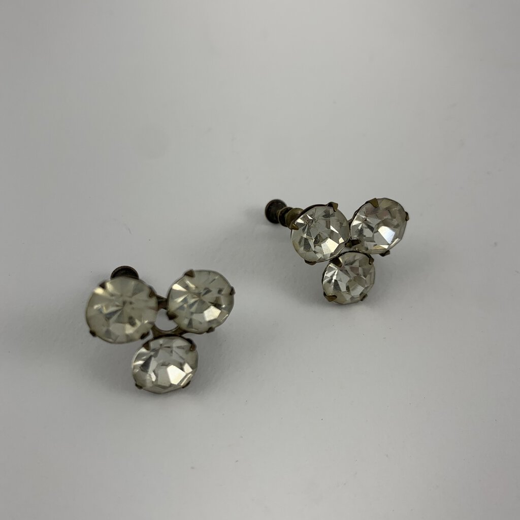 Lot of 3 Vintage Rhinestone Clip-on Earrings /hg