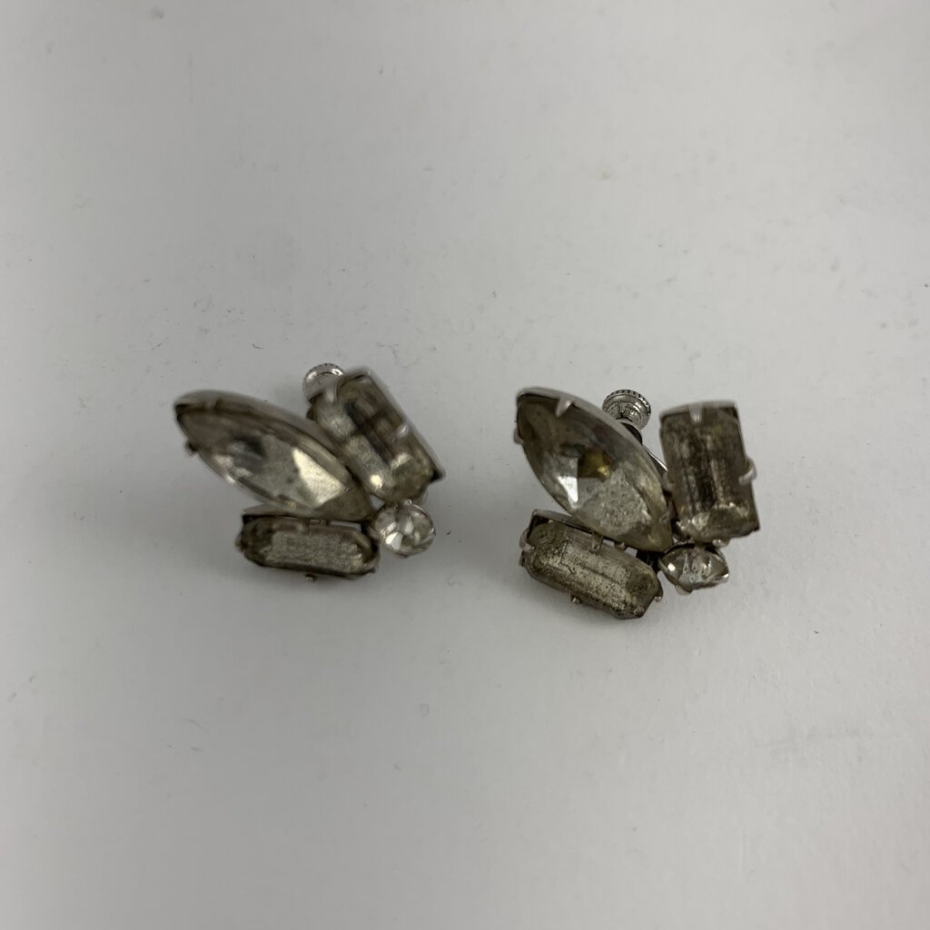 Lot of 3 Vintage Rhinestone Clip-on Earrings /hg