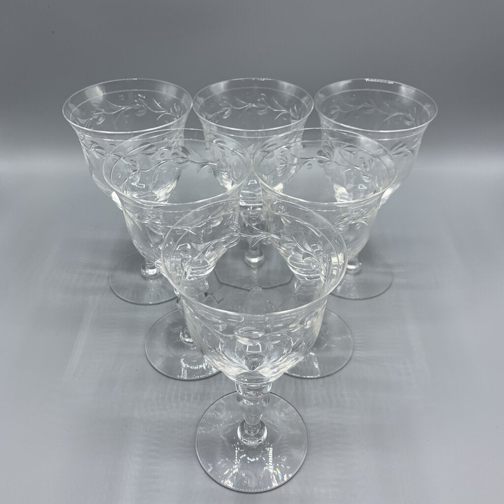 Set of 6 Vintage Hawkes “Sylvia” Cut Crystal Wine/Water Glasses /hg