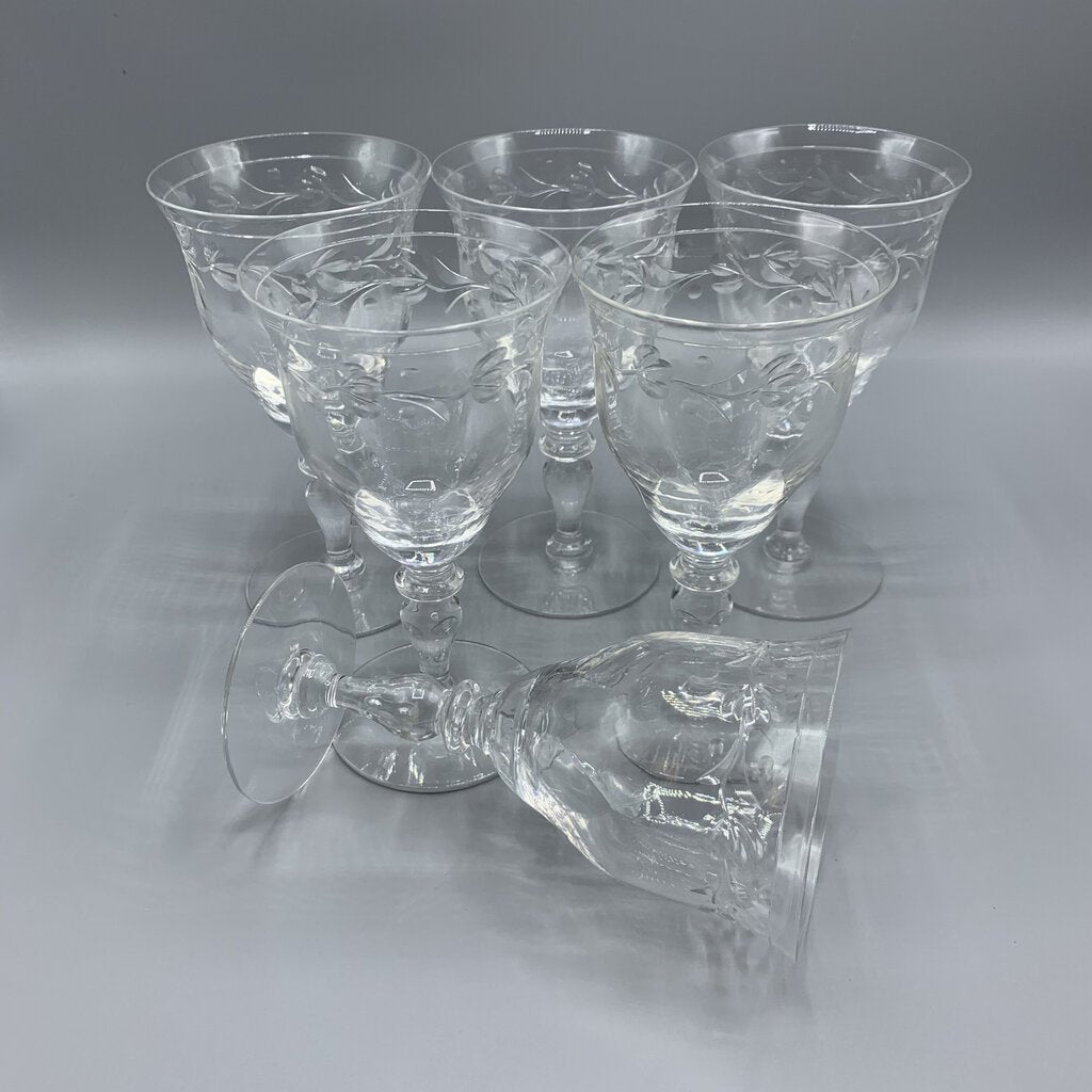 Set of 6 Vintage Hawkes “Sylvia” Cut Crystal Wine/Water Glasses /hg