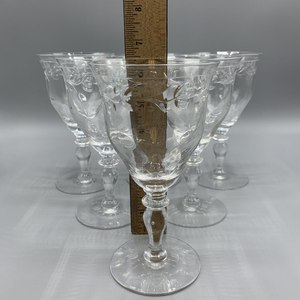Set of 6 Vintage Hawkes “Sylvia” Cut Crystal Wine/Water Glasses /hg