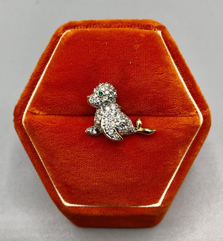 Vintage Swarovski Crystal Seal Pin/Tac /b