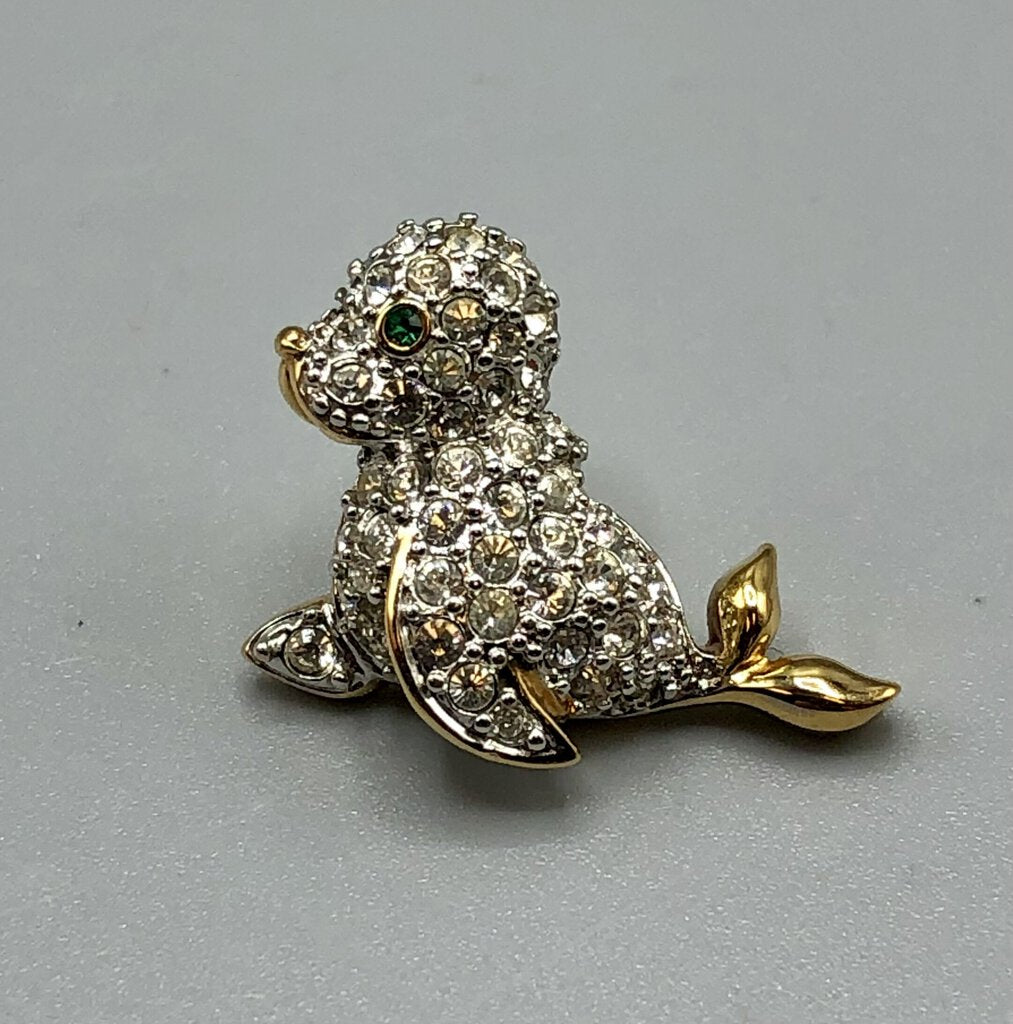 Vintage Swarovski Crystal Seal Pin/Tac /b