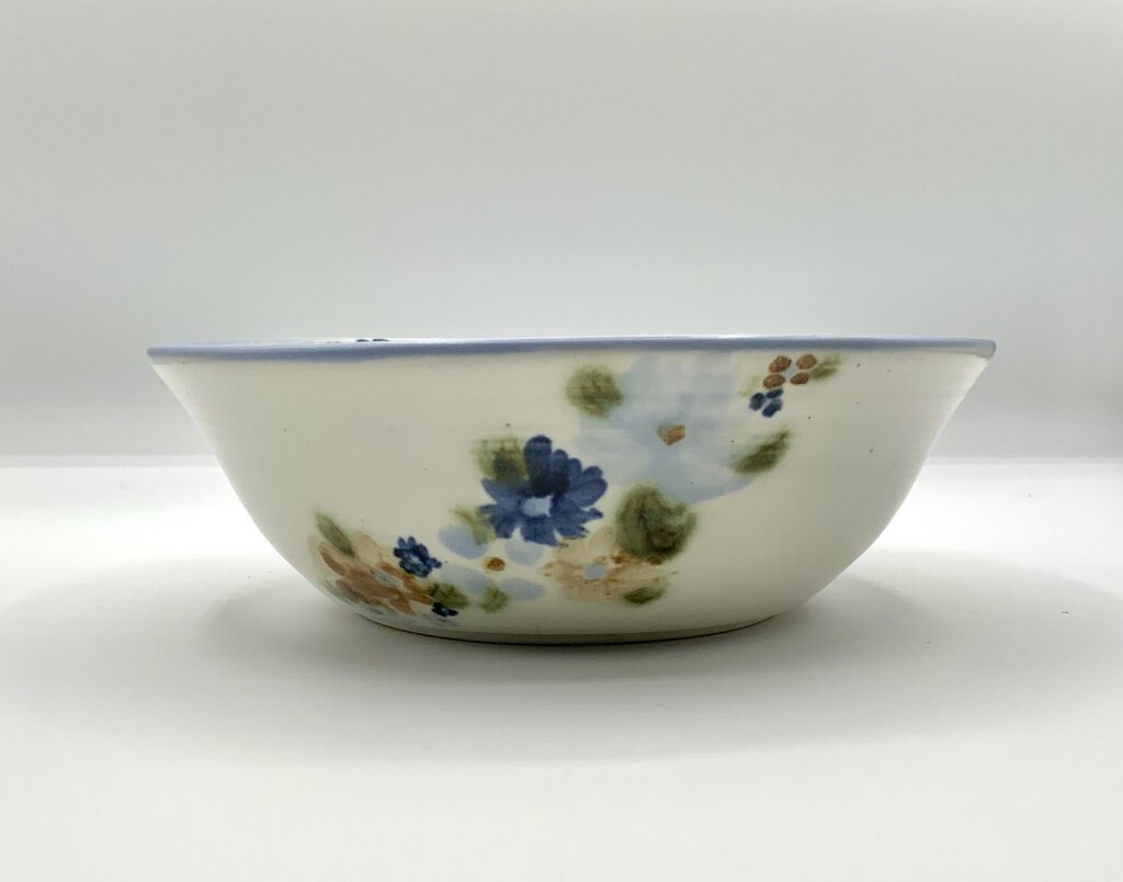 Moffat Pottery Blue Rimmed Floral bowl /ah