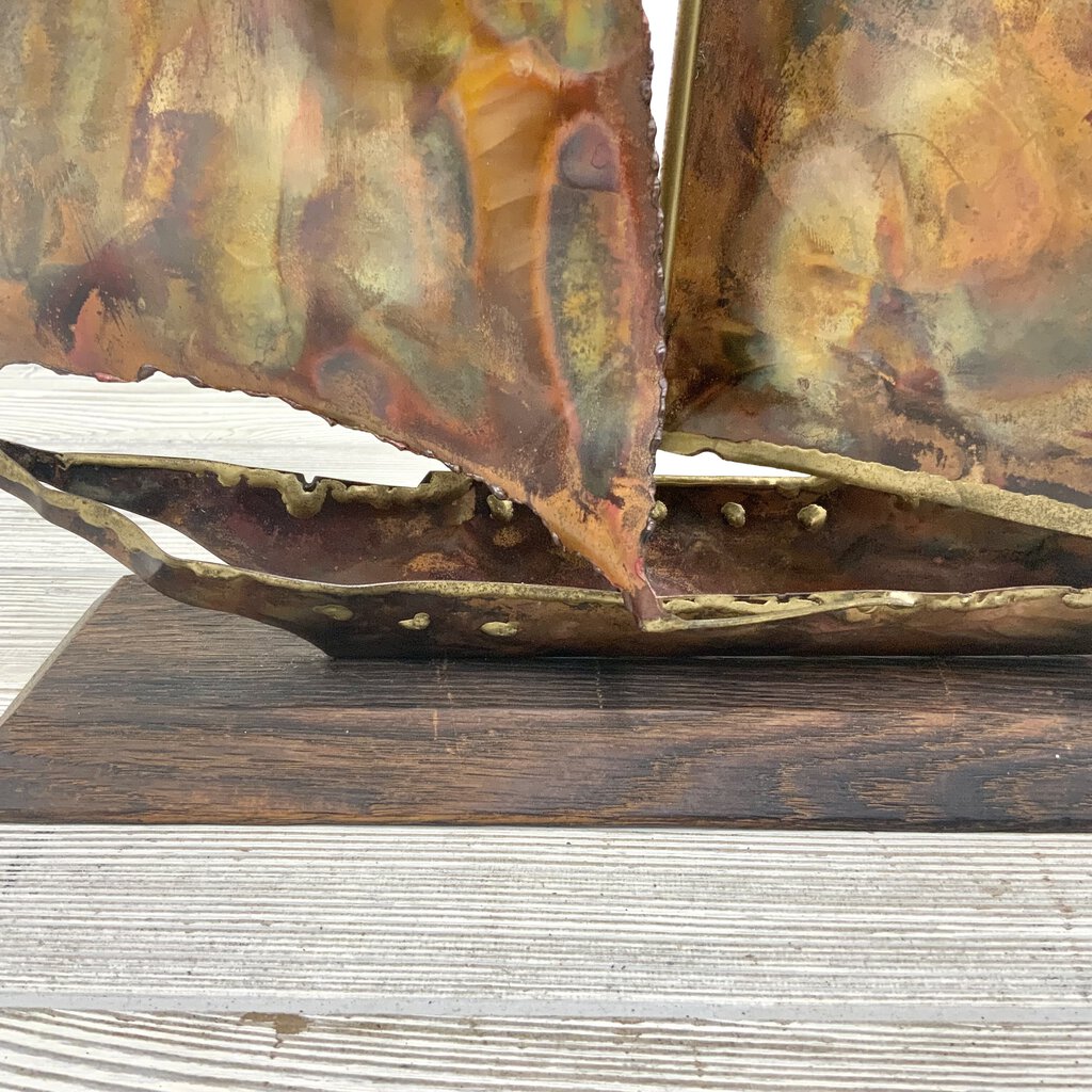 Ah/ Vintage Mid Century Copper Metal 19” Sailboat