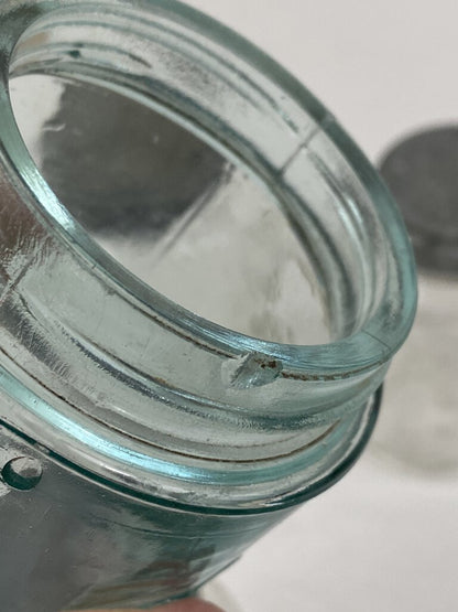 Four Vintage. Canning Jars with Zinc Lids Mason & Ball /r