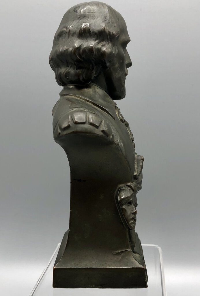 Small Cast Bronze William Shakespeare Bust Sculpture /b