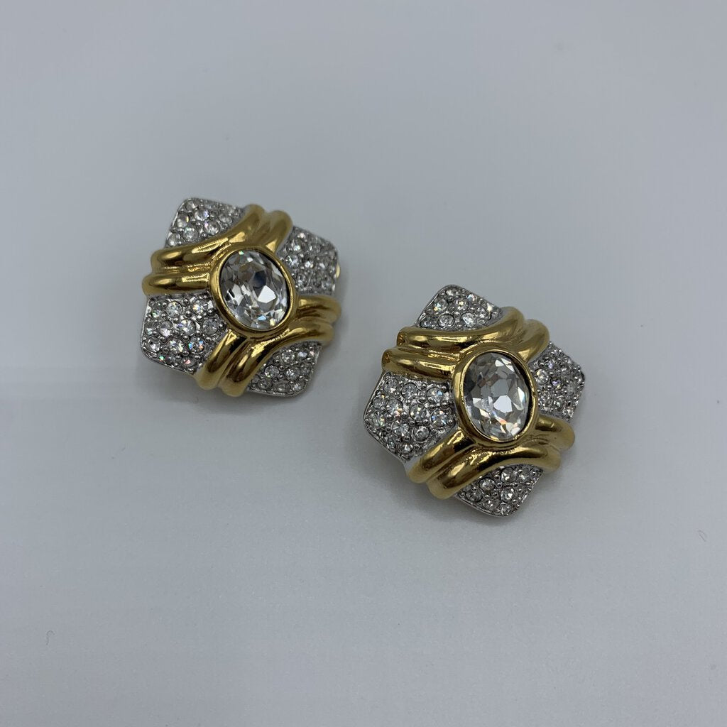 Vintage Jacobson’s Pavé Rhinestone Clip-on Earrings /hg