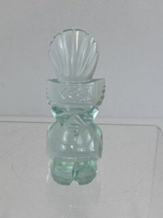 Inca Myan Finely Polished Hand Carved Green Glass Tiki Statue 4” /ro