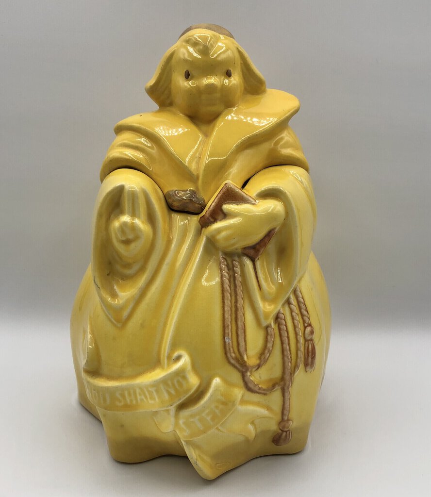 Vintage Red Wing Yellow Friar Tuck Cookie Jar /b