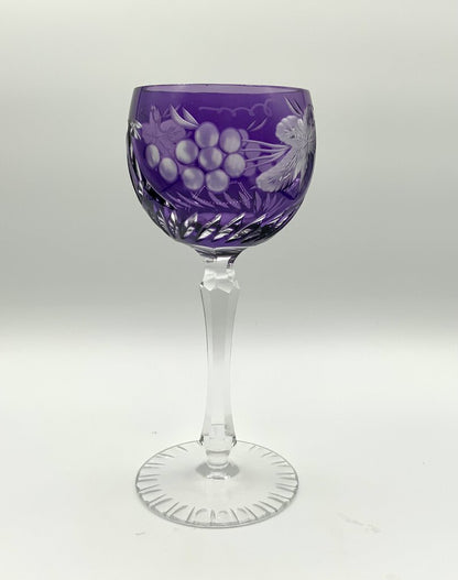 Purple Hand Blown Amethyst Hock Wine Glass Goblet /ah