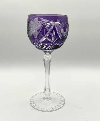 Purple Hand Blown Amethyst Hock Wine Glass Goblet /ah