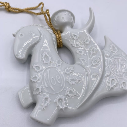 1972 HAVILAND Limoges France “Prancing Horse” Porcelain Christmas Ornament /hgo