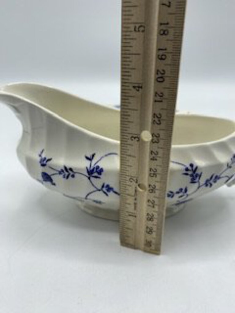 Myott Finlandia Fine Staffordshire Ware England Blue/White Gravy Boat w/Underplate /roh