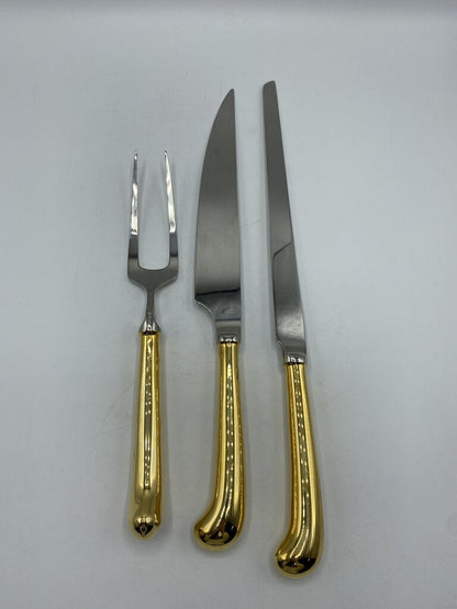 Vintage Two Tone 3 Piece Stainless Carving Set made in Japan /rw