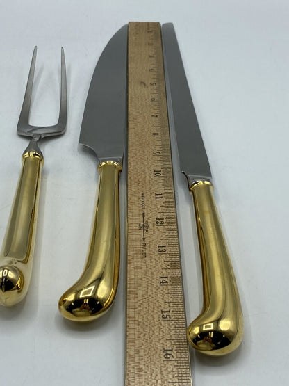 Vintage Two Tone 3 Piece Stainless Carving Set made in Japan /rw