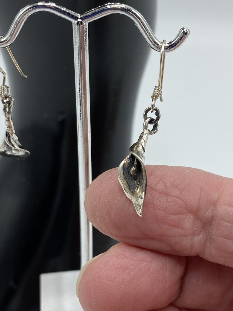 925 Sterling Calla Lily Pierced Earrings w/cuff Bracelet /ro