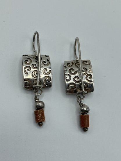 Set of 2 Sterling Silver Pierced Dangle Earrings /ro