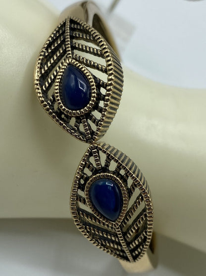 BARSE Dangle Tear Drop Pierced Earrings Blue Stone & Bracelet /ro