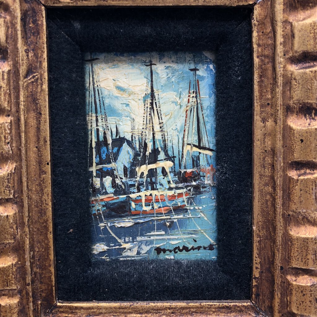 Vtg Miniature Oil Painting Signed Framed /b