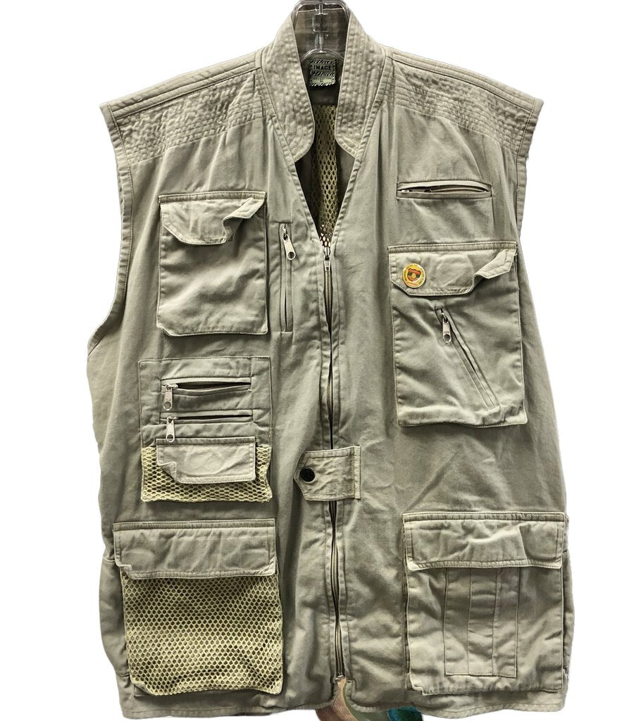 Vtg Fishing/ Hunting/ Outdoor 14 Pocket Khaki Vest /b