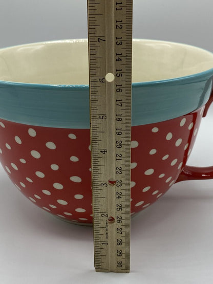 The Pioneer Woman Stoneware Batter Bowl Polka Dot Red 2.83 Quart NWT /rw