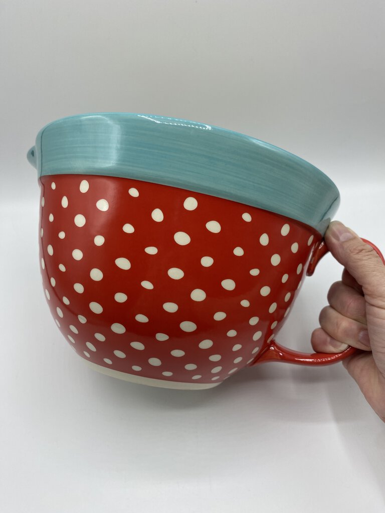 The Pioneer Woman Stoneware Batter Bowl Polka Dot Red 2.83 Quart NWT /rw