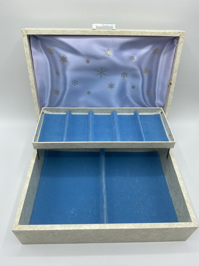 Vintage 1960’ies Jewelry Box Ivory/baby Blue Lined /ro