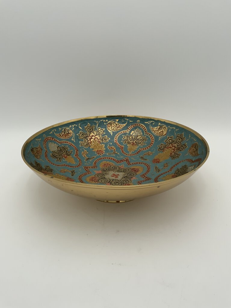 Vintage Brass Enameled Dish