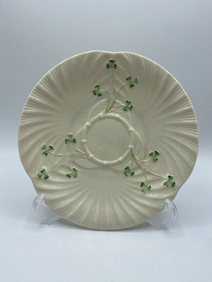 Belleek Porcelain Harp Plate 9.25” Shamrocks Ireland /roh