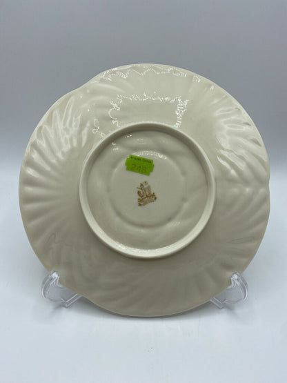 Belleek Porcelain Harp Plate 9.25” Shamrocks Ireland /roh