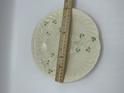 Belleek Porcelain Harp Plate 9.25” Shamrocks Ireland /roh