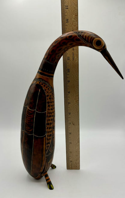 Hand Carved & Painted Bird from a Gourd /j