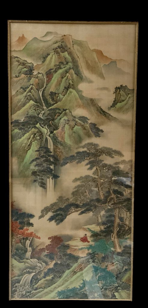 Exceptional Chinese Painted Silk Scroll ~ Custom Framed ~ Showpiece /b