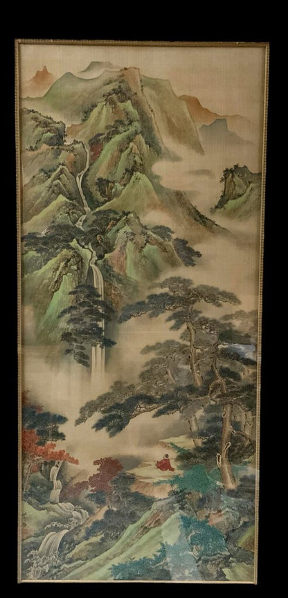 Exceptional Chinese Painted Silk Scroll ~ Custom Framed ~ Showpiece /b