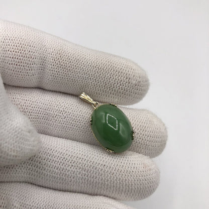 Vtg Sorrento Sterling Silver & Jade Cabochon Pendant /b