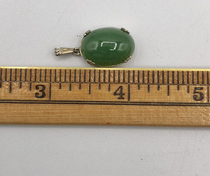 Vtg Sorrento Sterling Silver & Jade Cabochon Pendant /b