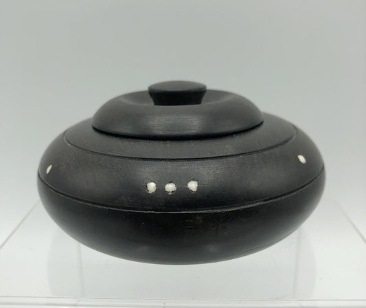 Natural Chinese Inkstone w/ Bone Inlay & Lid /b